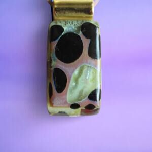 Soft Rectangular Shaped Glass Fused Pendant. 18" length.